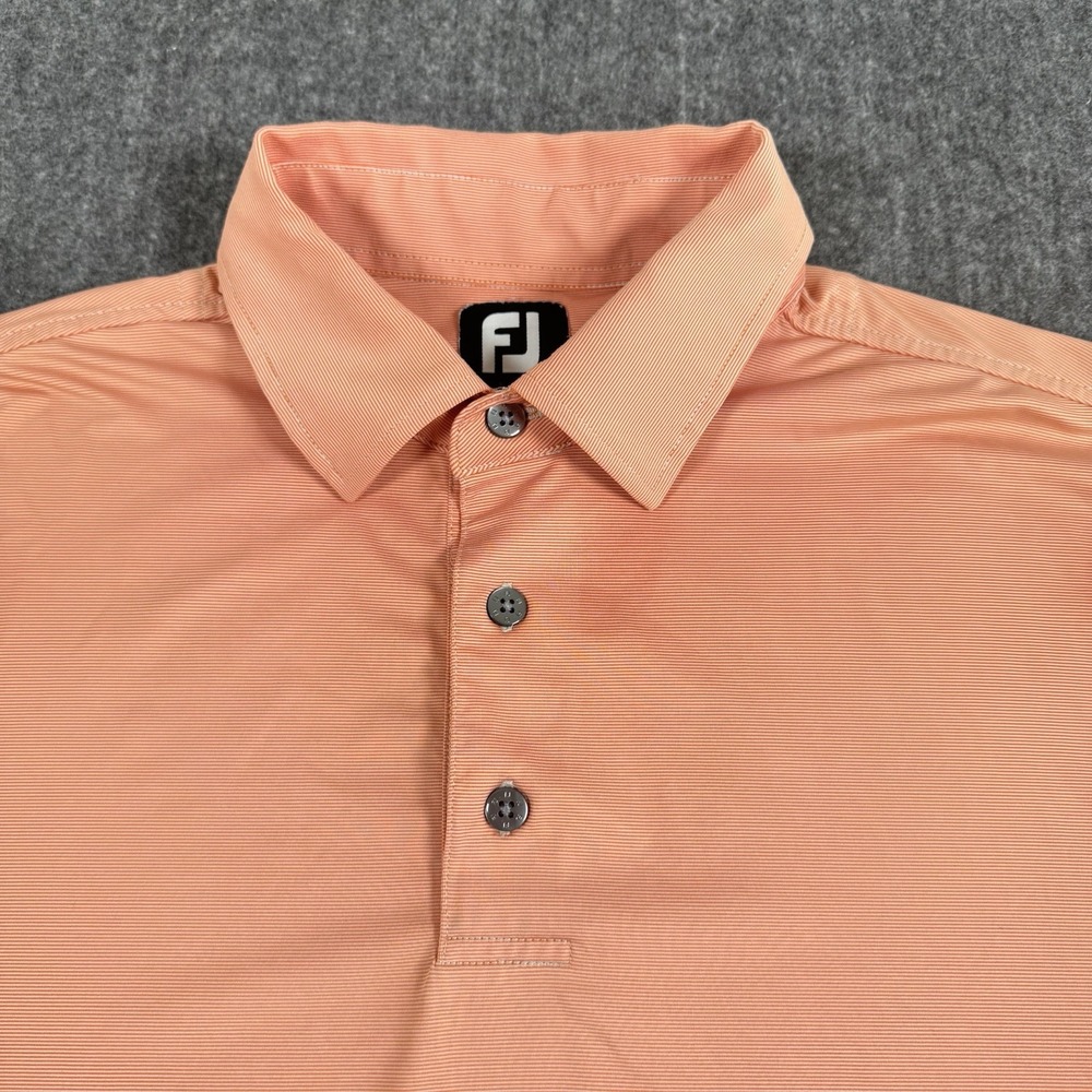 FootJoy Men's Golf Polo Shirt XL Orange Micro Stripe Short Sleeve Performance